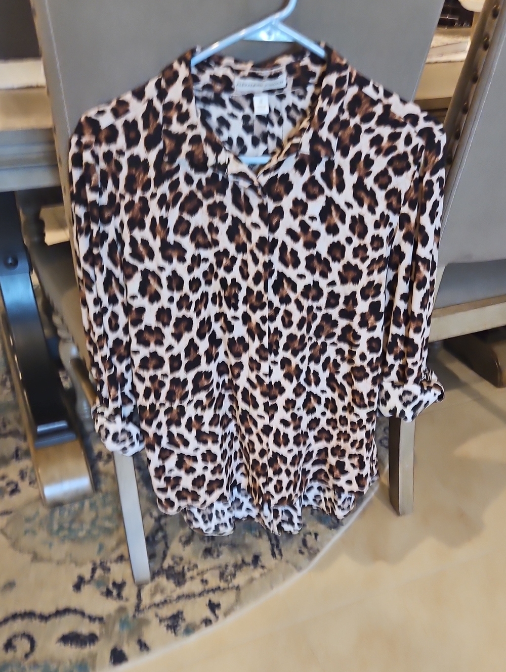 Leopard-Print Button Down Shirt in Brown/Black by